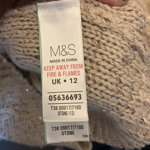 M&S Collection Stone Shimmer Sweater Size UK‎ 12 - Picture 9 of 10